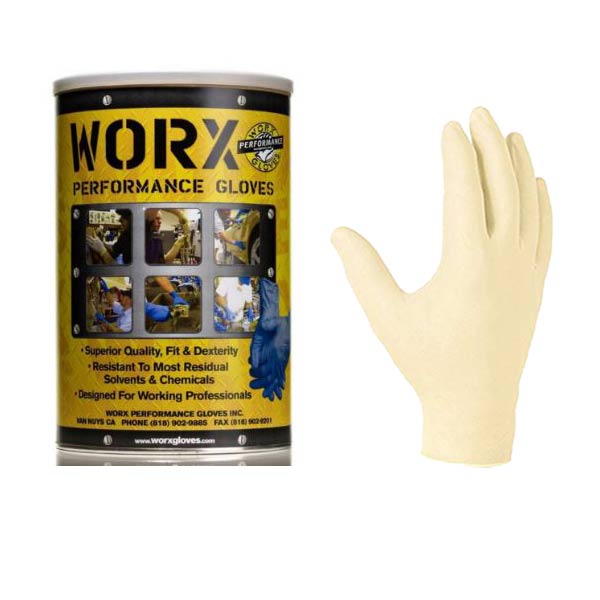 Worx Disposable Powder Free Latex Gloves 100 White L
