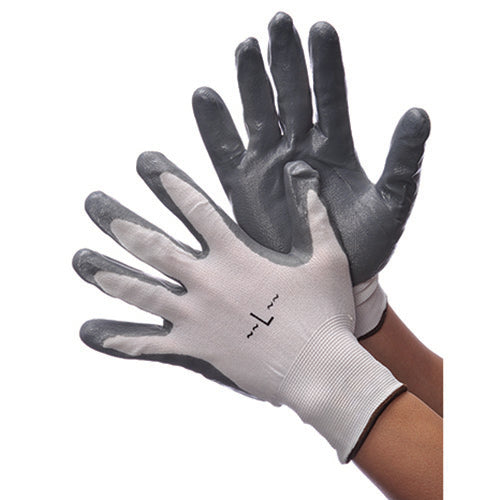 Worx White Nylon Shell W/Grey Nitrile Palm Coating Large
