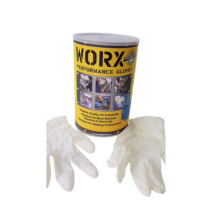 Worx Worx Series Disposable Latex Gloves: 6.5Mil Thick. (Powder Free) 100 Large