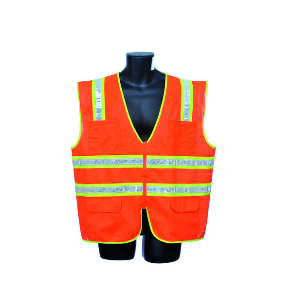 Worx Orange Surveyors Vest Zipper Closure With Pockets Medium