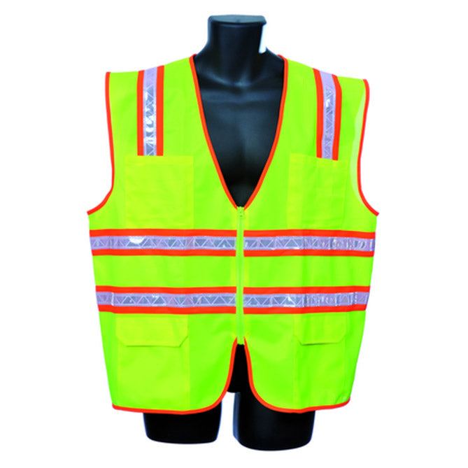 Worx Lime Surveyors Vest Zipper Closure With Pockets Large
