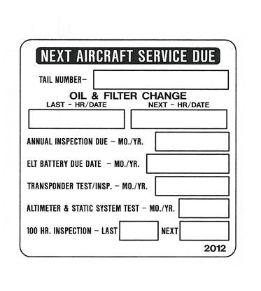 Service Reminder Decal