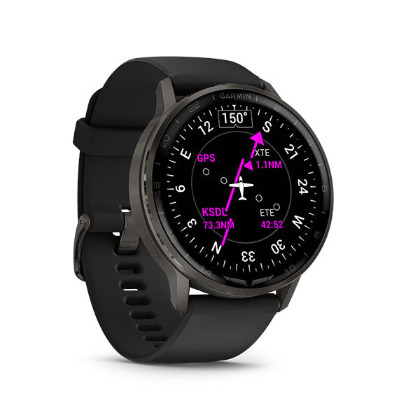 Garmin D2 Air X15 Aviator GPS Smartwatch - Slate Bezel - Black Silicone Band 010-03014-51