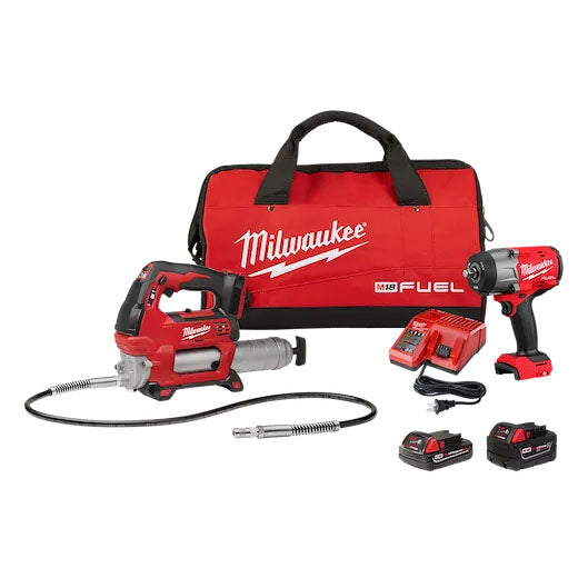 Milwaukee M18 Fuel 1/2 Htiw With Friction Ring & Grease Gun Combo Kit