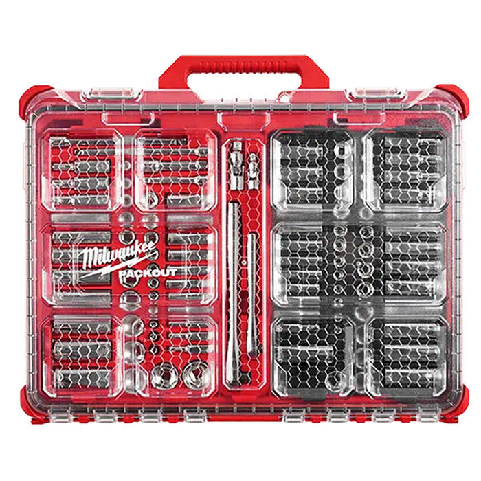 Milwaukee 106Pc 1/4 And 3/8 Metric & SAE Ratchet And Socket Set With Packout Low-Profile Organizer