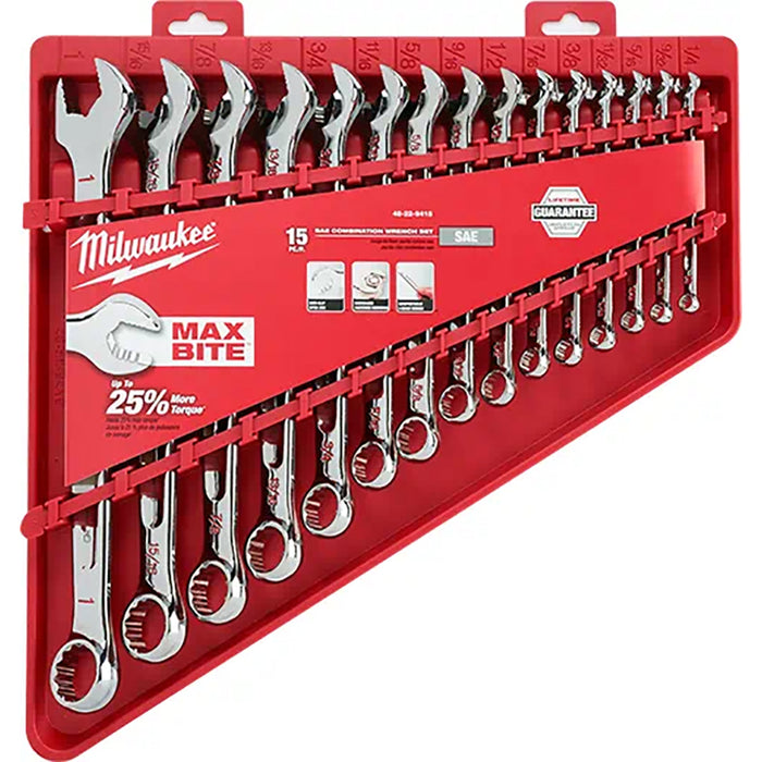 Milwaukee 15 Pc Combination Wrench Set - Sae