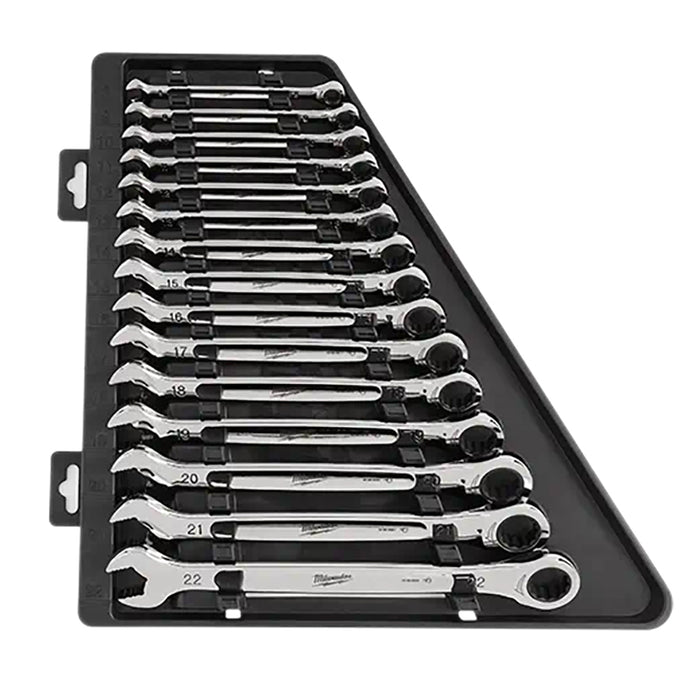 Milwaukee 15 Pc Ratcheting Combination Wrench Set - Metric
