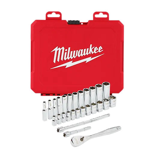 Milwaukee 1/4 Drive 28Pc Ratchet & Socket Set - Metric