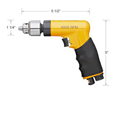 Compact Pistol Grip Drill 2600 RPM W 1/4 Keyless Chuck