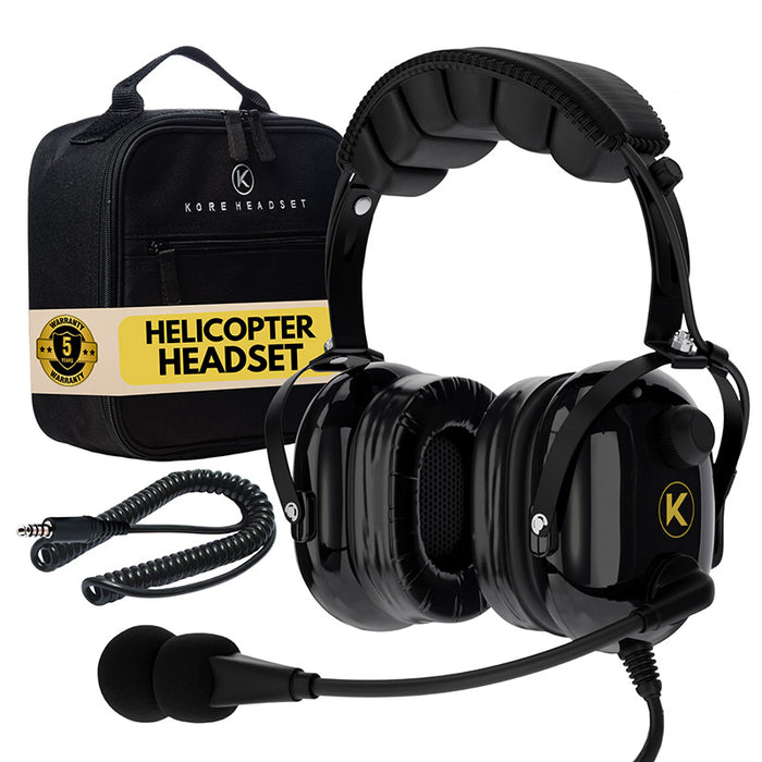Kore Aviation H1 Helicopter Pilot Headset (Mono) With Headset Bag