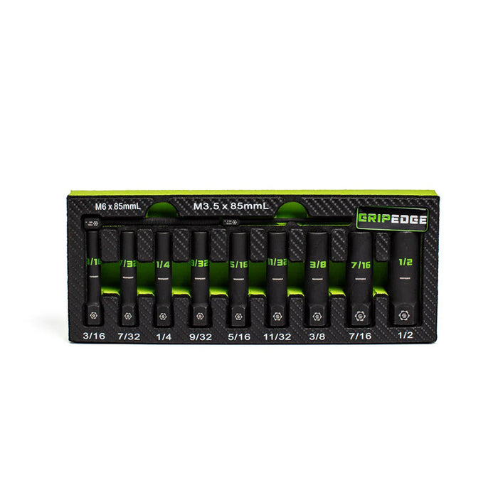 Grip Edge Tools - 9-Pc 1/4 Drive SAE Deep Socket Extractor Set