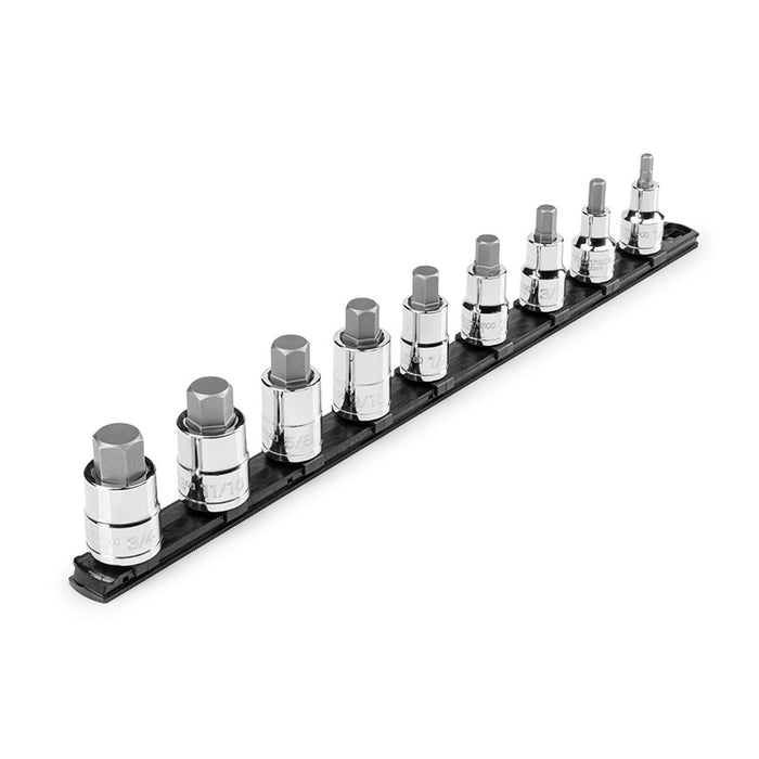 Tekton - 1/2 Inch Drive Hex Bit Socket Set With Rail 9-Piece (1/4-3/4 In.) SHB92109