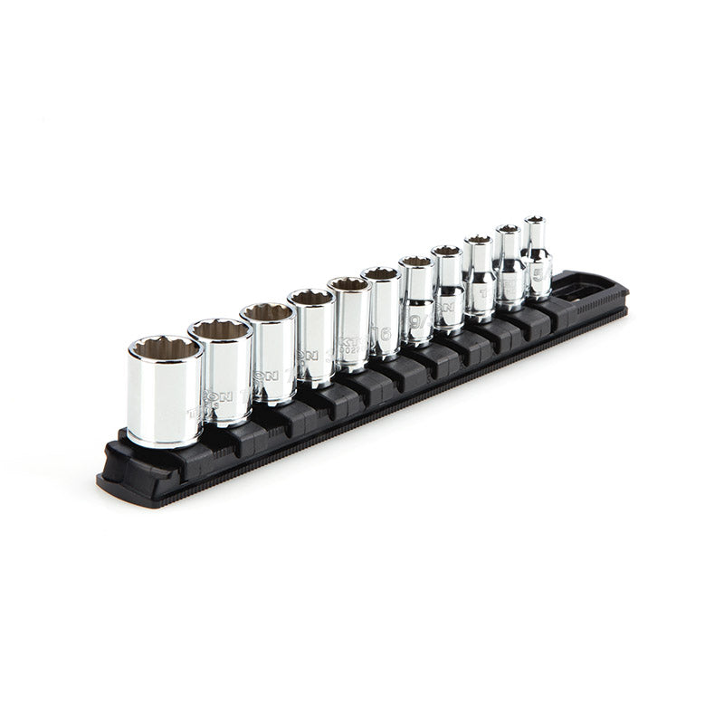 Tekton - 1/4 Inch Drive 12-Point Socket Set With Rail 11-Piece (5/32-9 ...