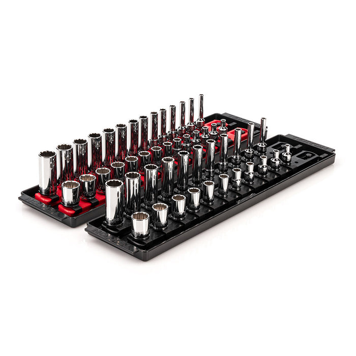 Tekton - 1/4 Inch Drive 12-Point Socket Set With Rails And Tray 22-Piece (5/32-9/16 In.) SHD90213