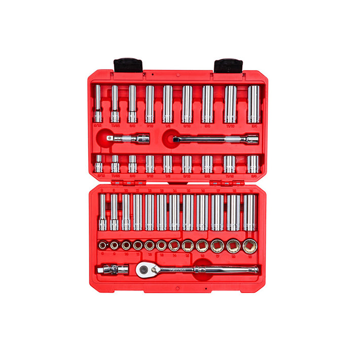 Tekton - 3/8 Inch Drive 12-Point Socket And Ratchet Set With Case 46-Piece (5/16-3/4 In. 8-19 Mm) SKT15302