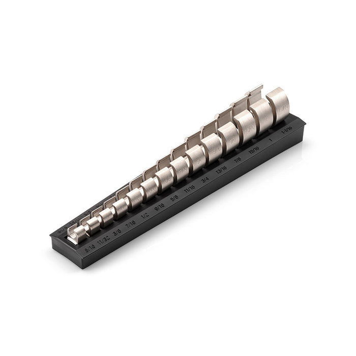 Tekton - 3/8 Inch Drive 6-Point Flare Nut Crowfoot Wrench Set With Rack 18-Piece (8-27 Mm) WCF92220
