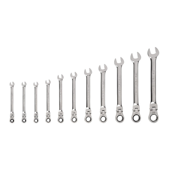 Tekton - Flex Head 12-Point Ratcheting Combination Wrench Set With Pouch 19-Piece (6-24 Mm) WRC95403