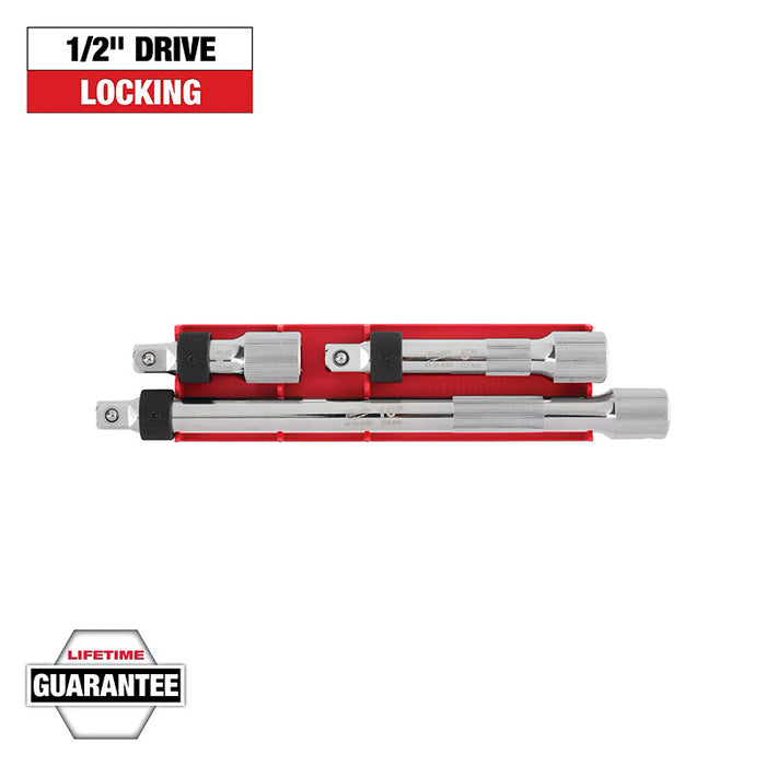 Milwaukee 1/2 Drive Locking Extension Set 3 Piece (3 5 10 Inch)