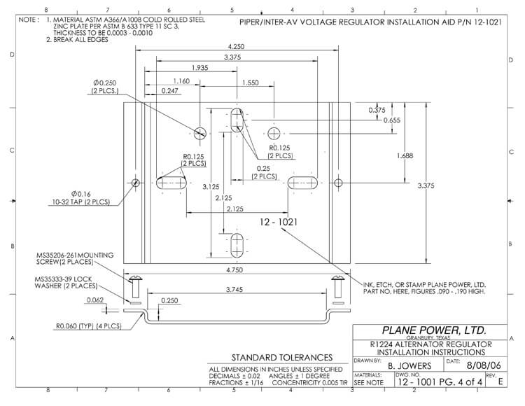 12-1021S Plane-Power Adapter Plate