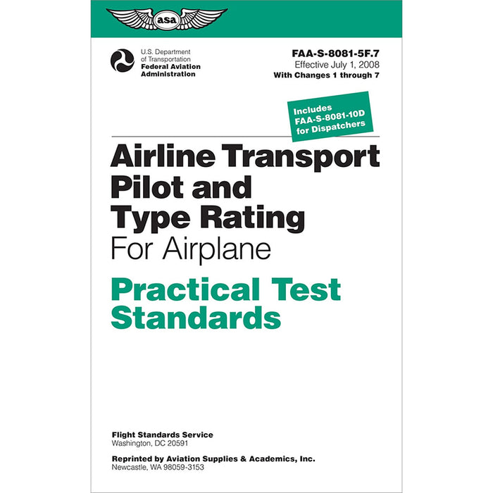 ASA PTS Airline Dipatcher Pilot AND Type Rating FOR Airplane