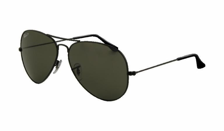 Ray-Ban Polarized Aviator Black / Green 58Mm