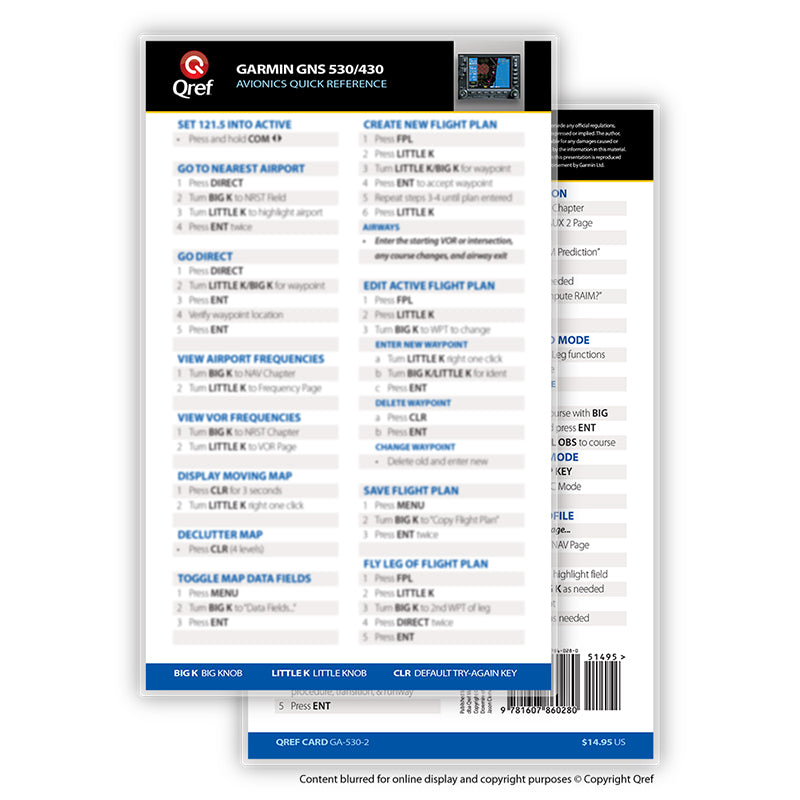 Qref GNS 530 430 Single Card