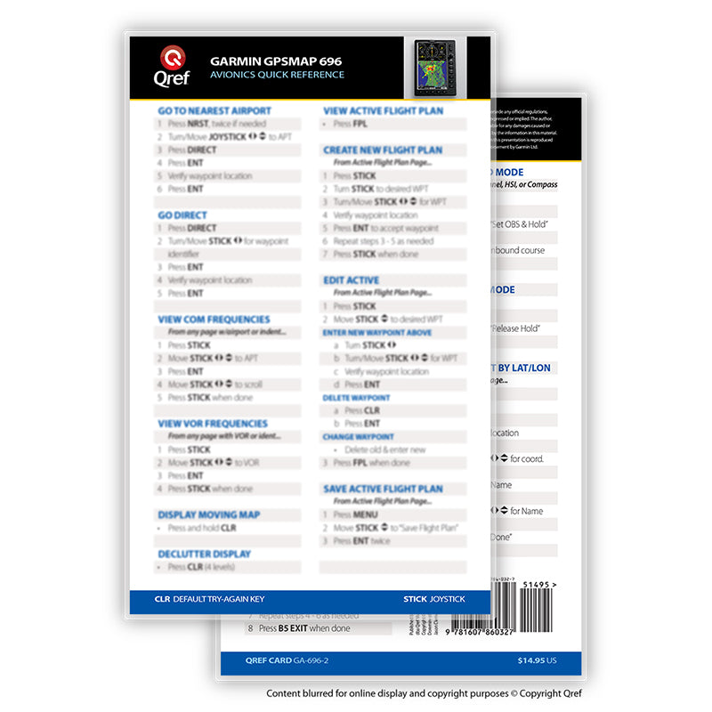Qref Garmin 696 Single Card