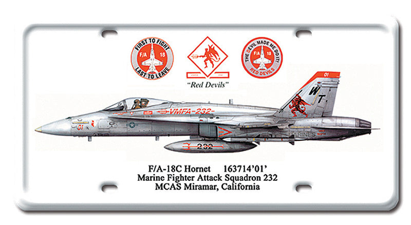 F/A 182C Hornet Metal Licence Plate 12X6