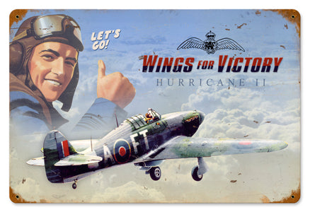 Wings FOR Victory Metal License Plate 12X6