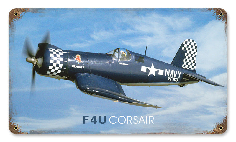 F4U Corsair Metal Sign 14X8