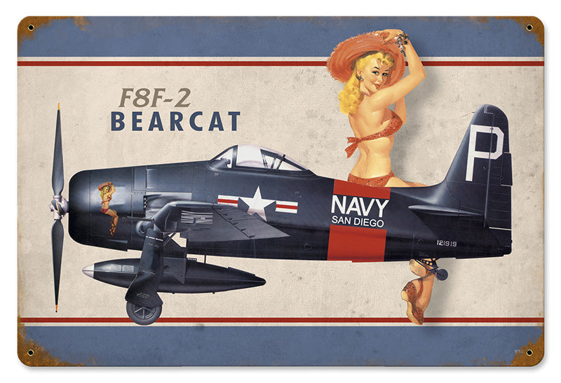 F8F Bearcat Metal Sign 18X12