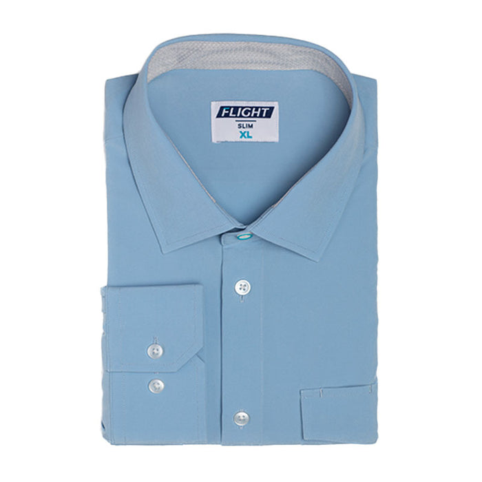 Flight Shirt - Blue - Eyelets M Slim FIT Short Sleeve