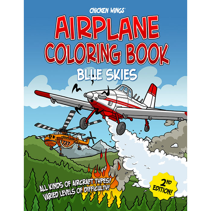 Chicken Wings Airplane Coloring Book Blue Skies - 2nd Edition