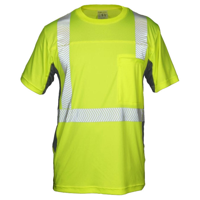 Kishigo Premium Black Mens Cool Touch Short Sleeve T-Shirt 4X Lime/Black Class 2