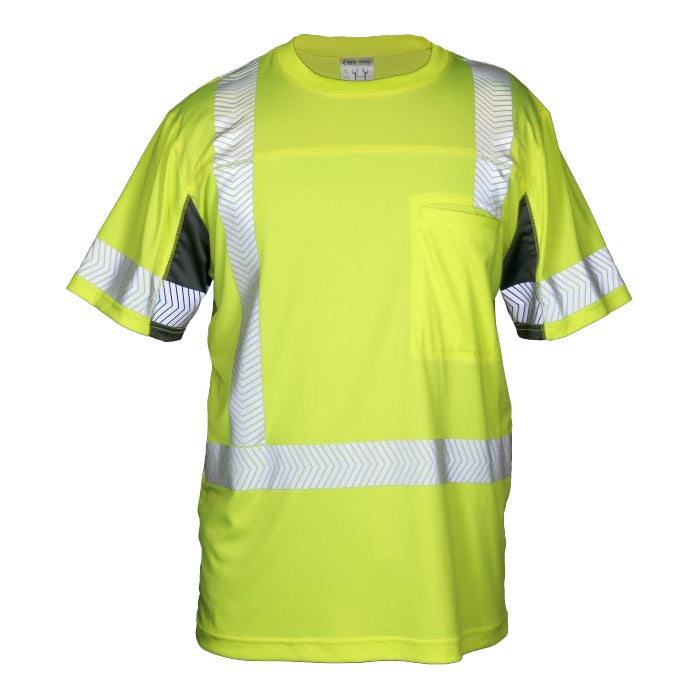 Kishigo Premium Black Mens Cool Touch Short Sleeve T-Shirt XL Lime/Black Class 3