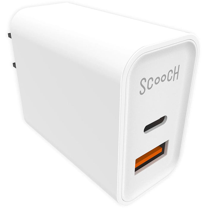 Scooch - 20W Charger Block - Dual USB A and C - White 2 Pack