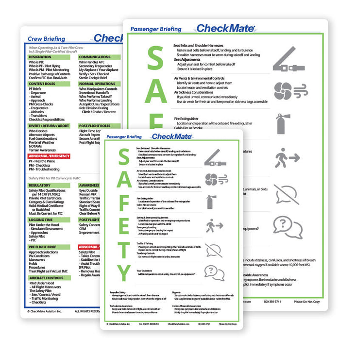 Checkmate Crew & Passenger Briefing Cards - Compact