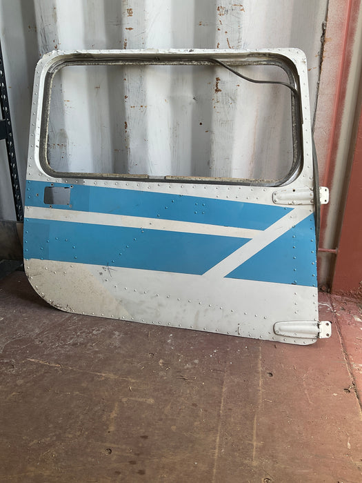 Airplane white and bright blue Door
