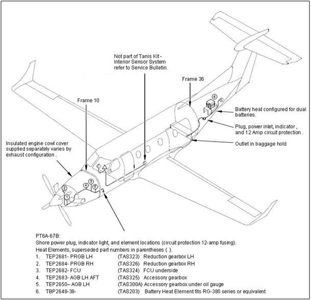 Tanis Engine Preheat KIT - Pilatus PC-12 PT6A-67B (Mfs: 101-999) - 230 Volt..Battery Heat KIT TSBPC12-3115-230 Required TA3080-2-PL