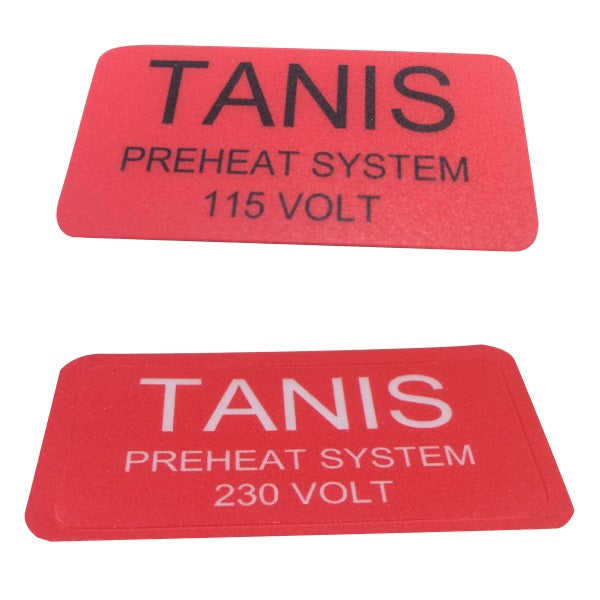 Tanis Placard FOR Tanis 115 Volt Systems TAU02615-1