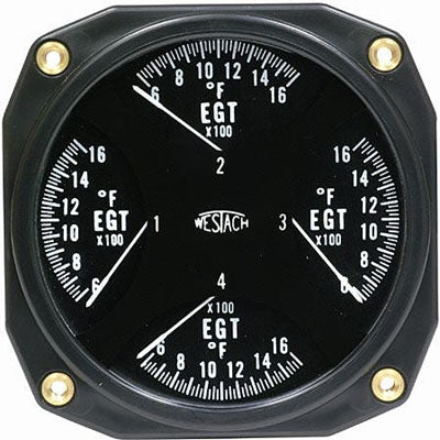 Westach 3-1/8 Square Quad EGT Gauge 600-1600F 3AQ2 NON TSO