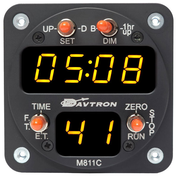 Davtron Model 811C FAA Approved - M811C Chronometer Six-Digit Display ON ALL 3 Functions