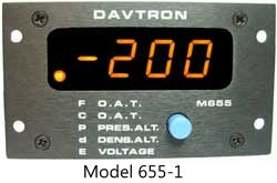 Davtron Model 655-2 O.A.T. C & F/ Pressure & Density Alt/ DC Voltage Rear Mount Temp. Probe Included Voltage & Deviation Alarm