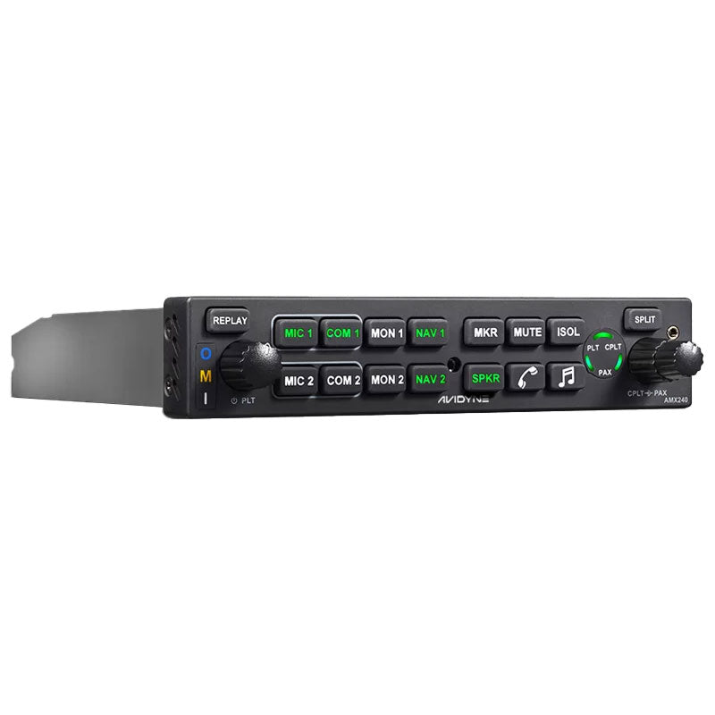 Avidyne AMX240 Audio Panel KIT - Tray AND Connectors - Black Bezel