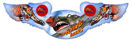 Flying Tigers Winged Oval Metal Sign 16X15