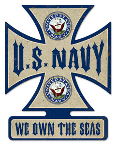 IC12 Navy Metal Sign 14.5 X 18.5