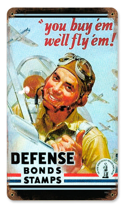 Defense Bond Stamps Metal Sign 8X14