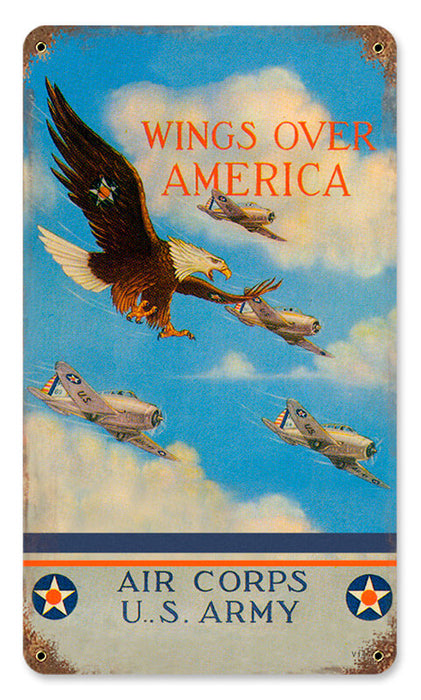 Wings Over America Metal Sign 8X14