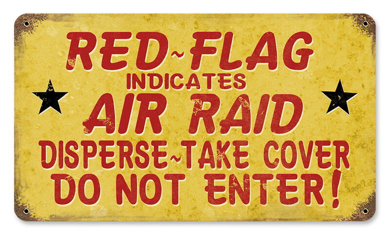 RED Flag AIR Raid Metal Sign 14X8