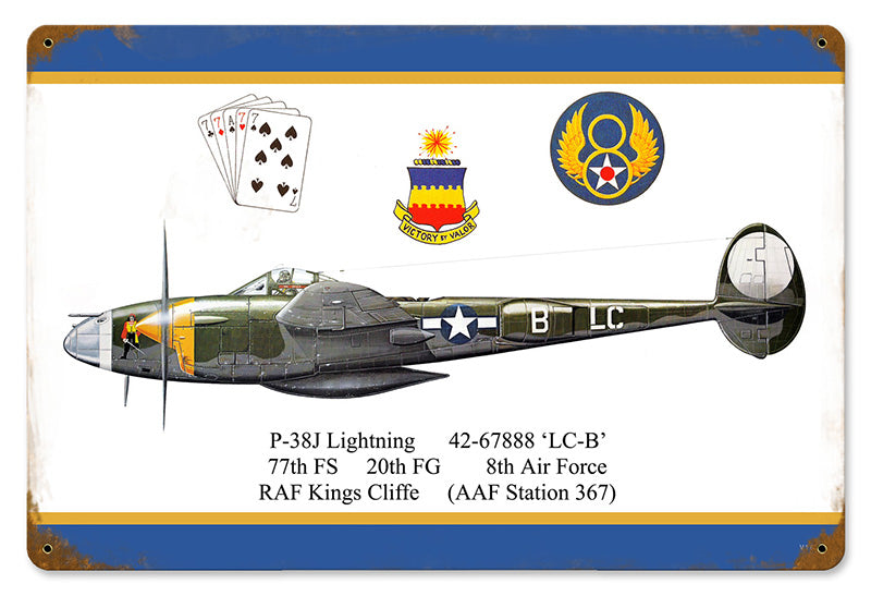 P-38 Dugald Camero Metal Sign 18X12